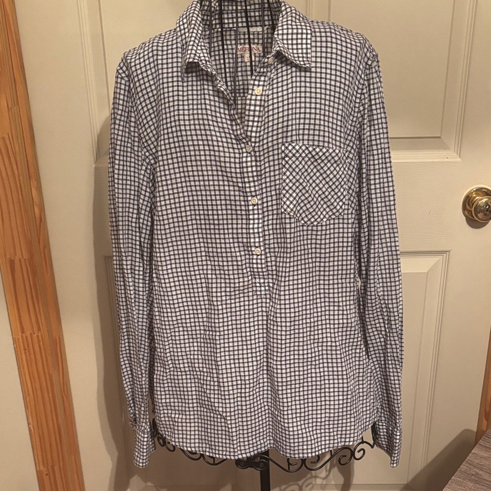 Merona Black and White Checkered Button Down Shirt